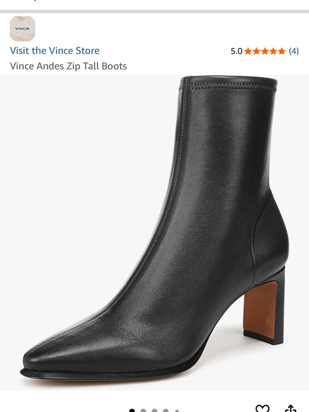 Vince Brock Black Pointed Toe Leather Ankle Boots - Picture 5 of 13